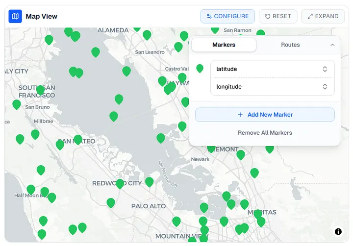 Map view with markers
